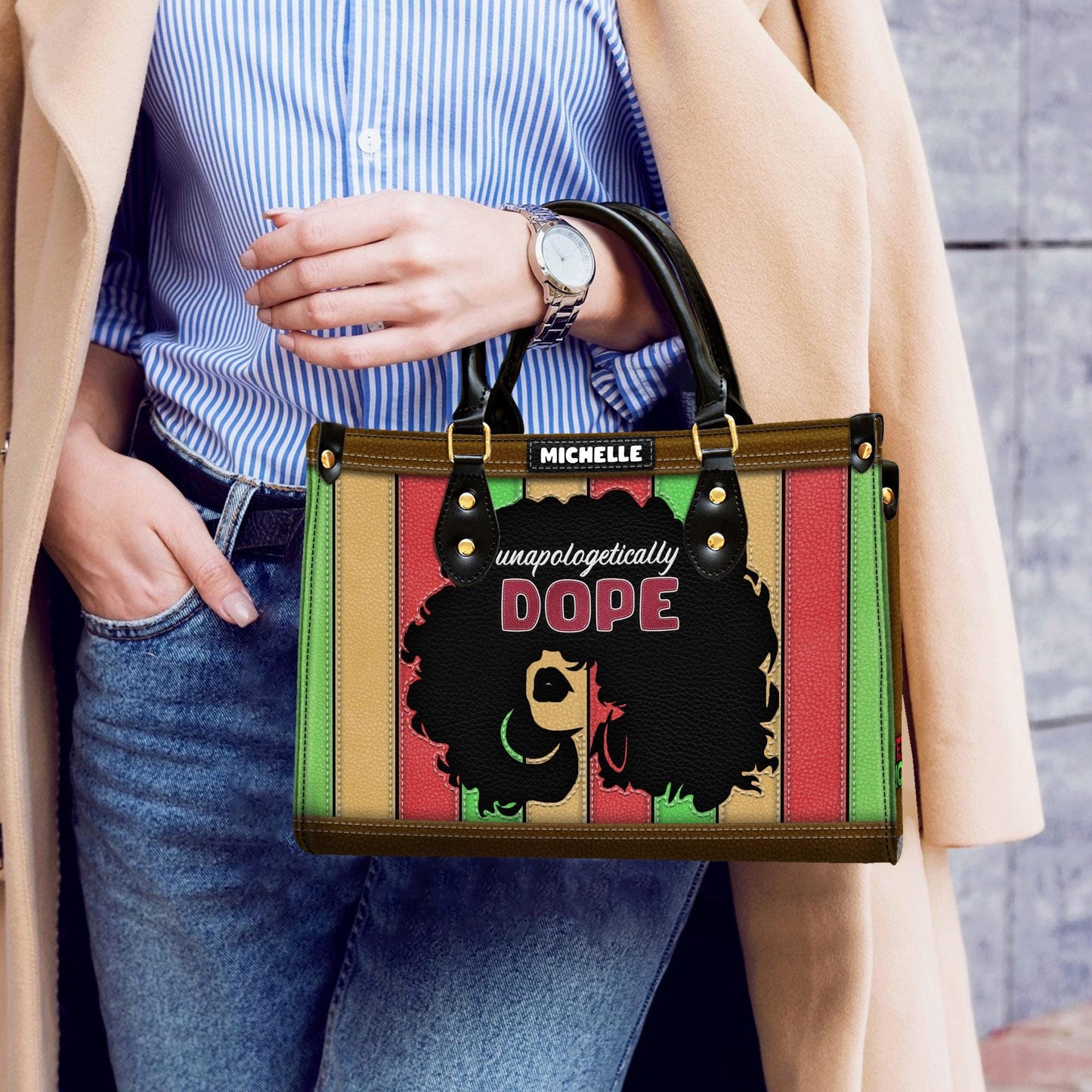 Empowering African American Leather Handbag | Custom Inspirational Purse | Personalized Christian Bag for Women