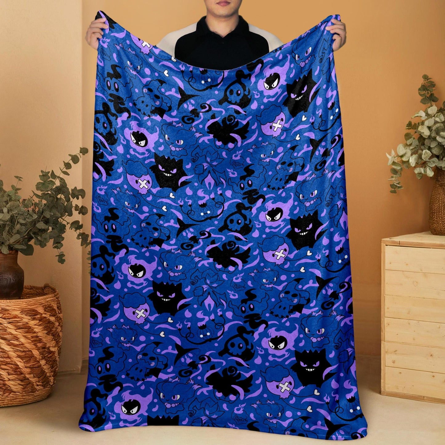 Gengar Fleece Blanket Home Decor Throw Blanket Bedroom Decor Baby Blanket Cute Gengar Blanket Gifts