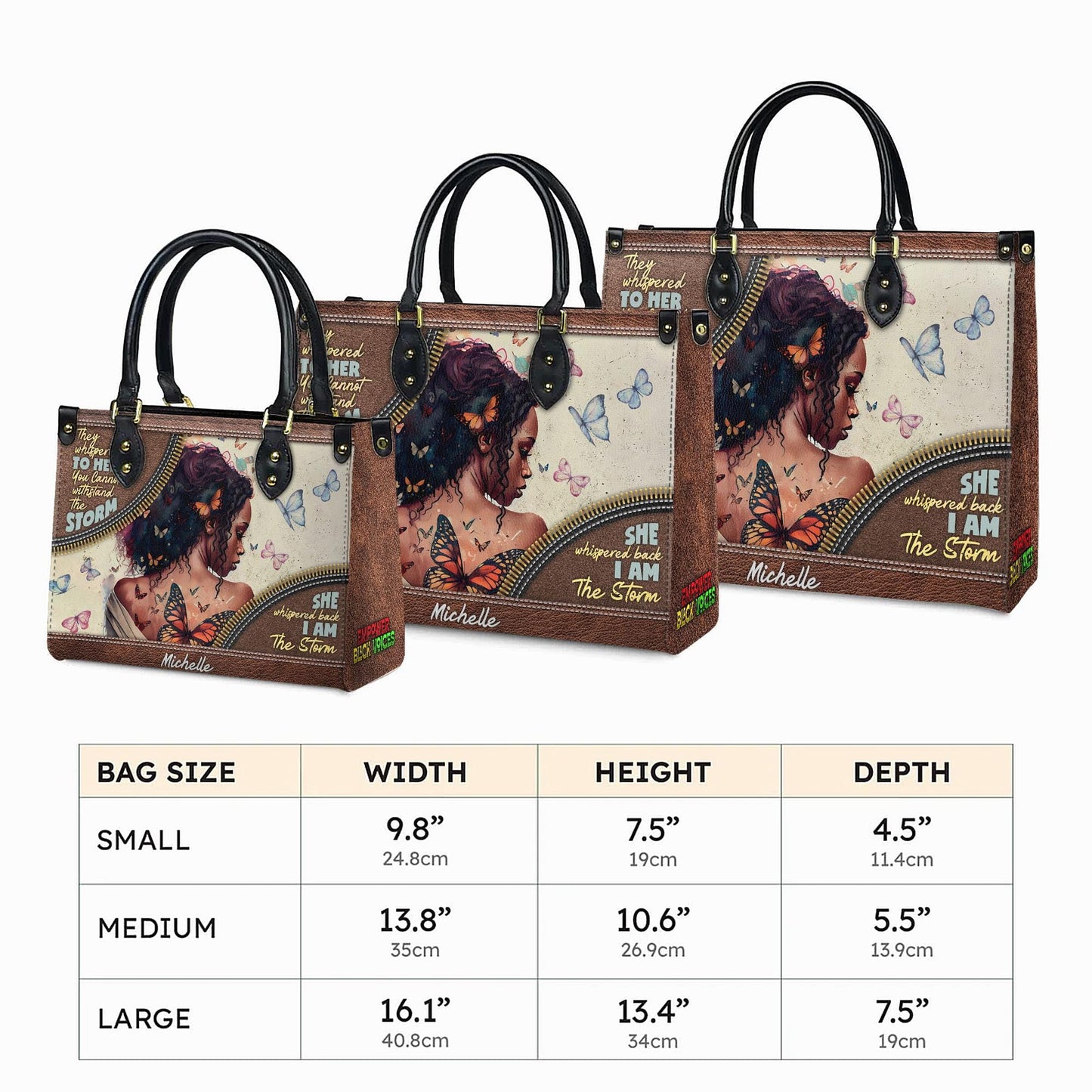 Custom African American "I Am The Storm" Leather Handbag | Inspirational Personalized Purse for Empowered Women