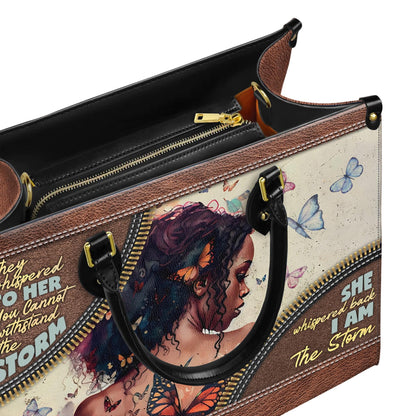 Custom African American "I Am The Storm" Leather Handbag | Inspirational Personalized Purse for Empowered Women