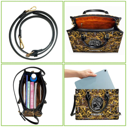 African American Empowerment Leather Handbag Personalized | Custom Inspirational Purse for Strong Women