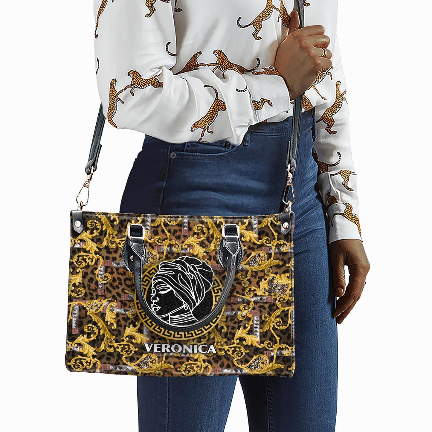 African American Empowerment Leather Handbag Personalized | Custom Inspirational Purse for Strong Women