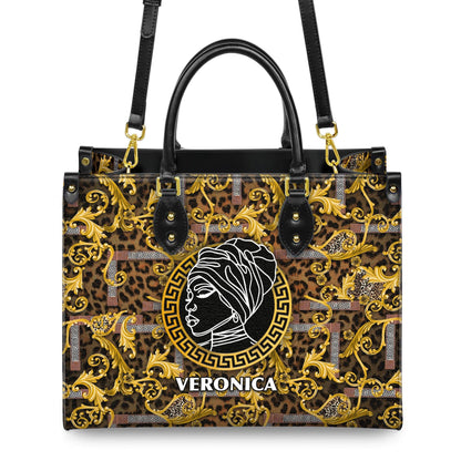 African American Empowerment Leather Handbag Personalized | Custom Inspirational Purse for Strong Women