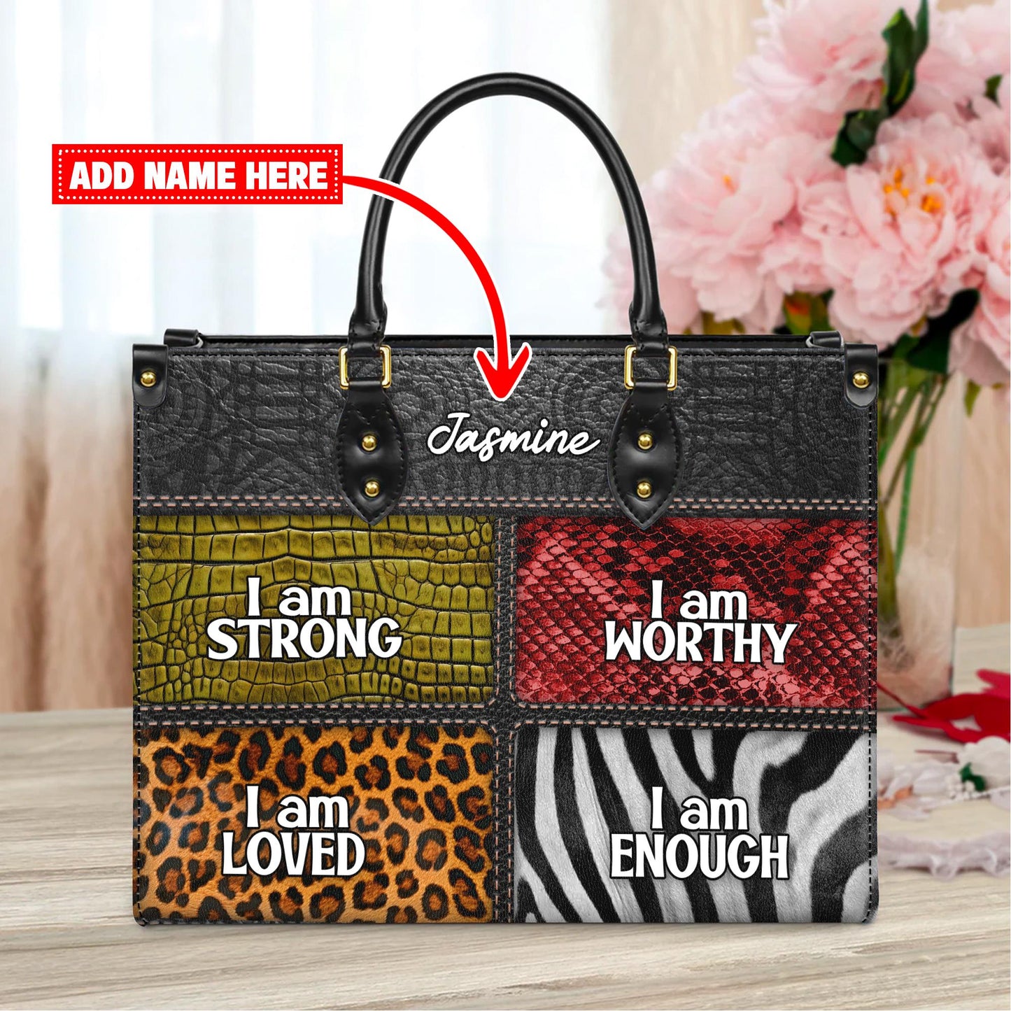 Personalized African American Melanin Leather Bag | Custom Stylish Handbag | Empowering Purse for Women of Color