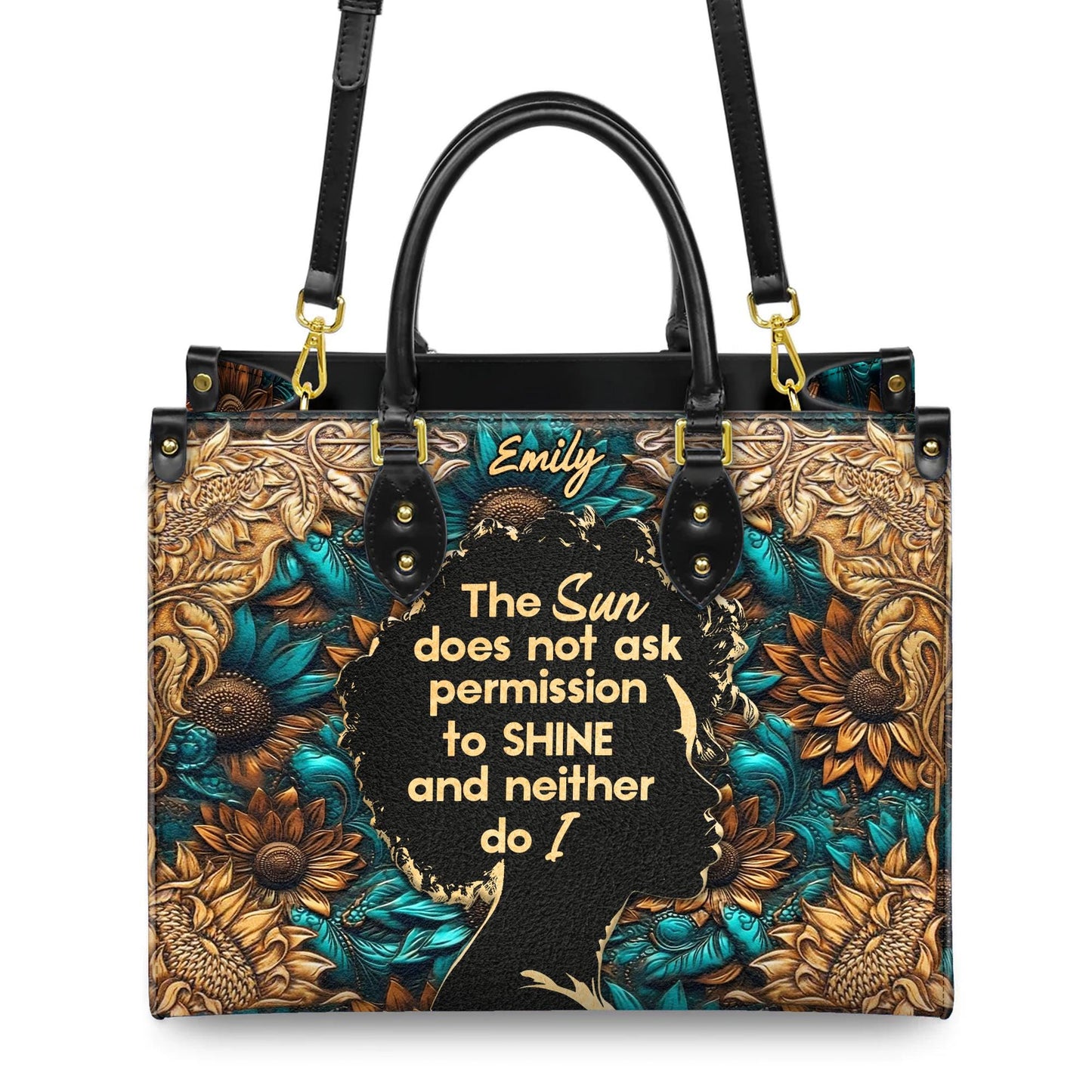 Sunshine Statement Handbag for Women | Inspirational Quote Handbag with Custom Name Option