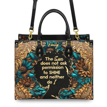 Sunshine Statement Handbag for Women | Inspirational Quote Handbag with Custom Name Option