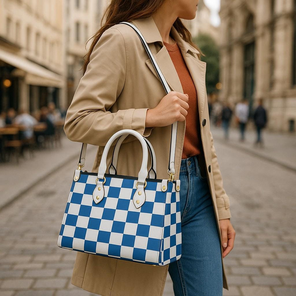 Checkmate Checkered Box Purse. Multiple Color Options, Vegan Leather Handbag, Top Handle, High-quality Crossbody Bag, Shoulder bag