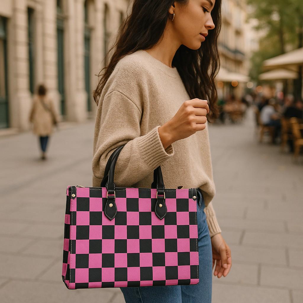 Checkmate Checkered Box Purse. Multiple Color Options, Vegan Leather Handbag, Top Handle, High-quality Crossbody Bag, Shoulder bag