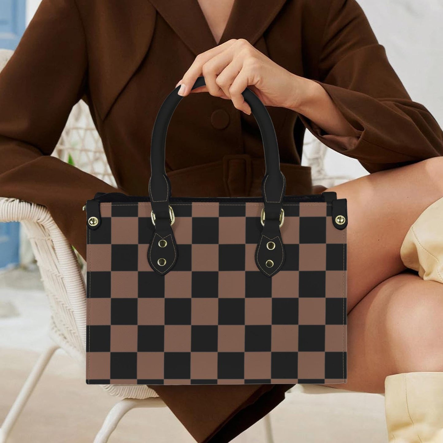 Checkmate Checkered Box Purse. Multiple Color Options, Vegan Leather Handbag, Top Handle, High-quality Crossbody Bag, Shoulder bag