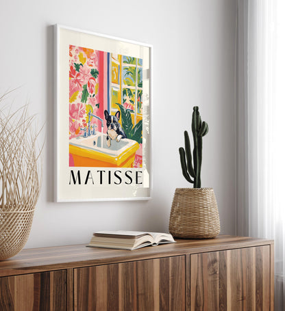 French Bulldog Bathroom Print: Matisse Style Funny Dog Art