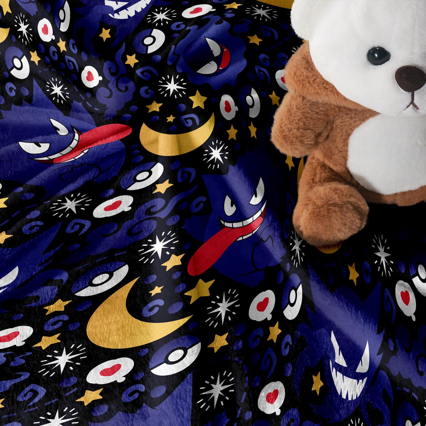 Gengar Fleece Blanket, Cute Purple Moon Throw Blanket, Tropical Home Decor Blanket,  Gengar Blanket Gifts