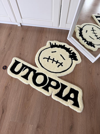 Handmade Tufted Music Rug – “Utopia” Inspired Album Cover Carpet, Soft Fluffy Accent Mat or Wall Decor (80x61 cm)