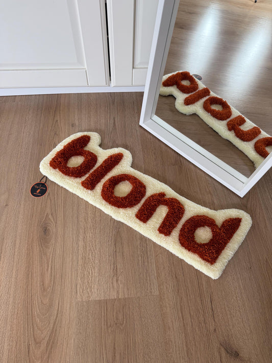 Handmade Blond Album Cover Rug: Tufted Music Decor (61cm x 23cm)