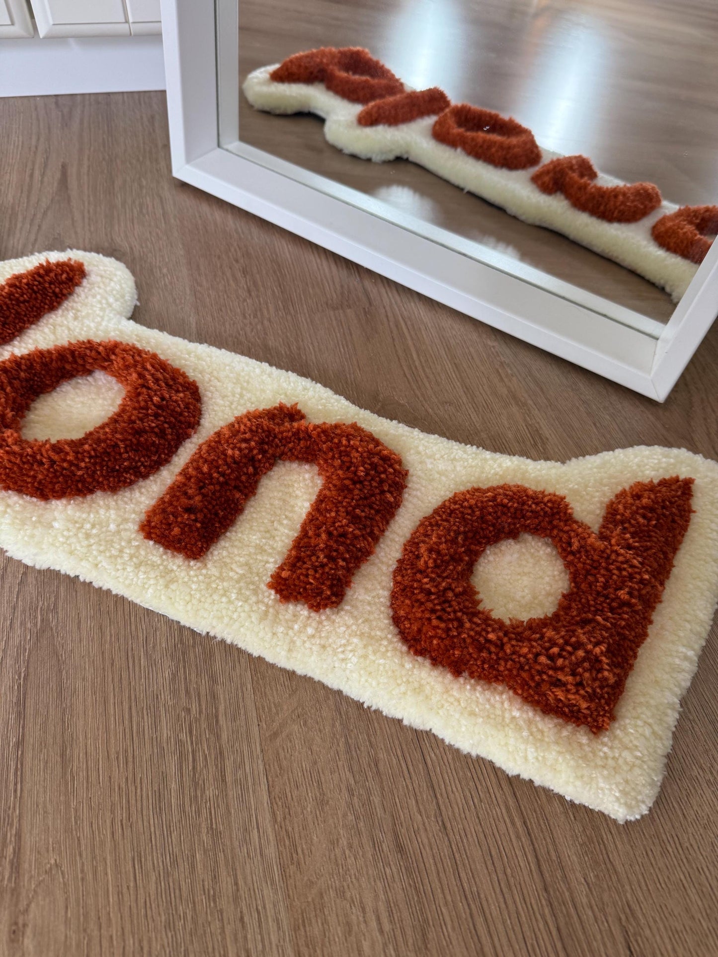 Handmade Blond Album Cover Rug: Tufted Music Decor (61cm x 23cm)