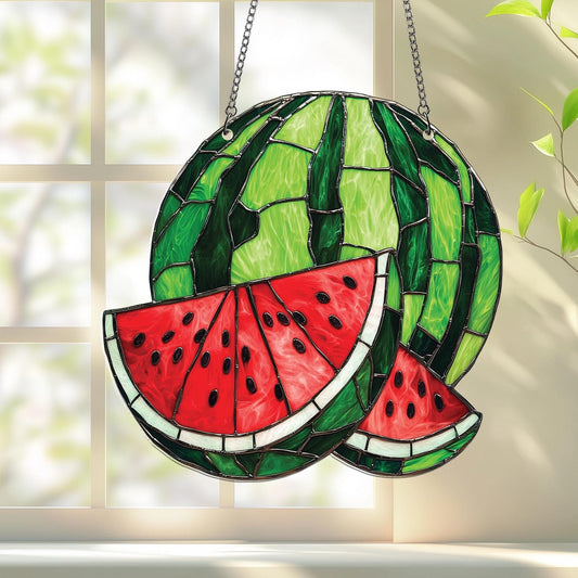 Watermelon ACRYLIC Window Hanging, Watermelon Suncatcher, Home Decor, Fruit Art for Sunlit Spaces, Watermelon Ornament, Tropical Fruit Decor