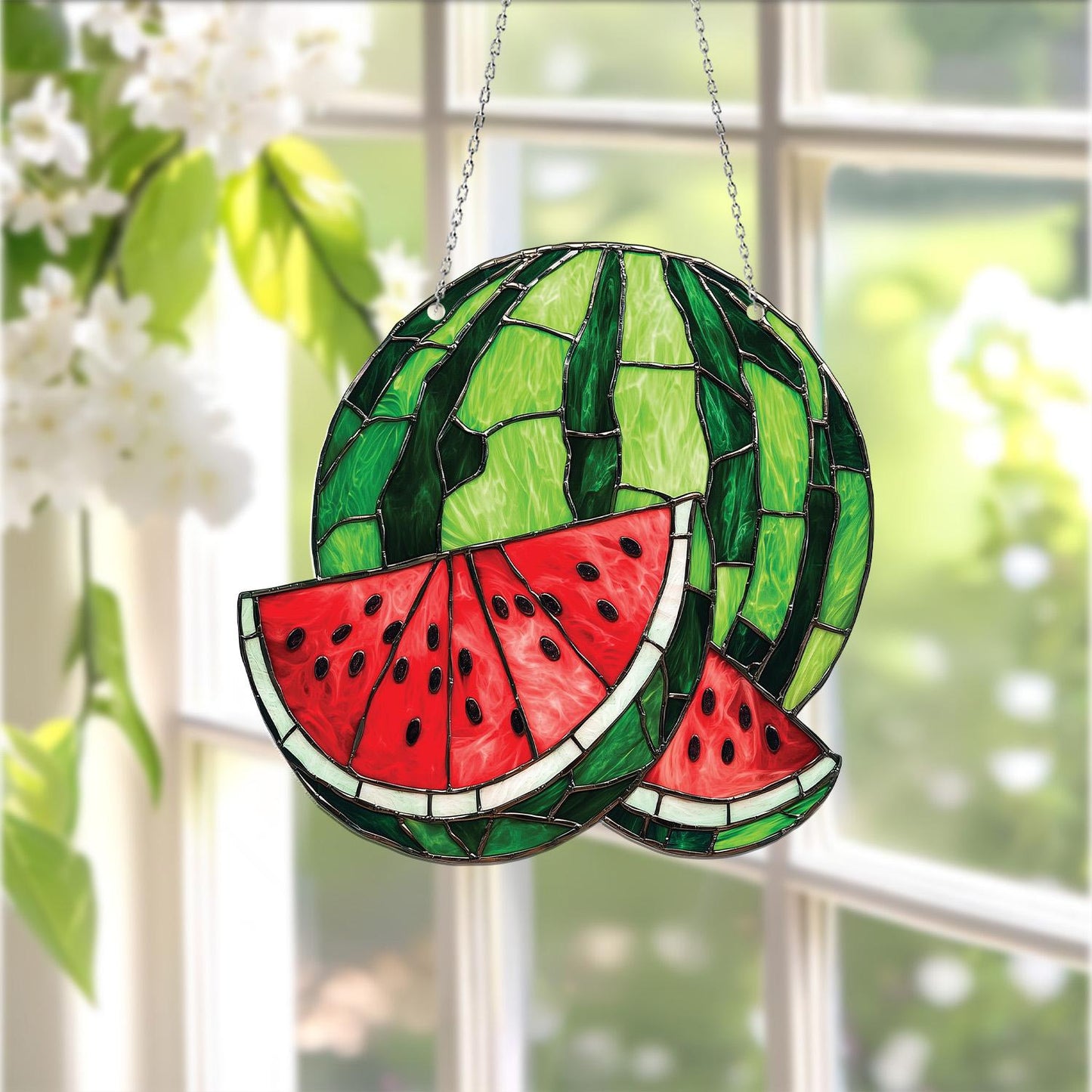 Watermelon ACRYLIC Window Hanging, Watermelon Suncatcher, Home Decor, Fruit Art for Sunlit Spaces, Watermelon Ornament, Tropical Fruit Decor