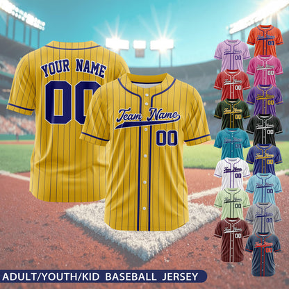 Custom Pinstripe baseball Jersey Personalized embroidery Name Number Sport Team Uniform Cheerleading Jerseys Gifts for Men Women Kids Fans