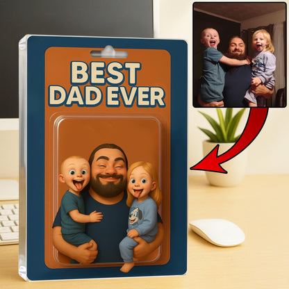 Personalized Picture Father's Day Gift For Dad, Custom Photo Dad And Kids Action Figure Acrylic Block, Best Dad Ever, Father's Day 2025