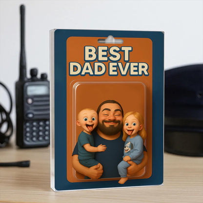 Personalized Picture Father's Day Gift For Dad, Custom Photo Dad And Kids Action Figure Acrylic Block, Best Dad Ever, Father's Day 2025