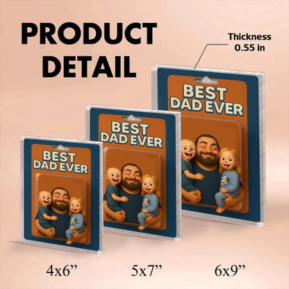 Personalized Picture Father's Day Gift For Dad, Custom Photo Dad And Kids Action Figure Acrylic Block, Best Dad Ever, Father's Day 2025