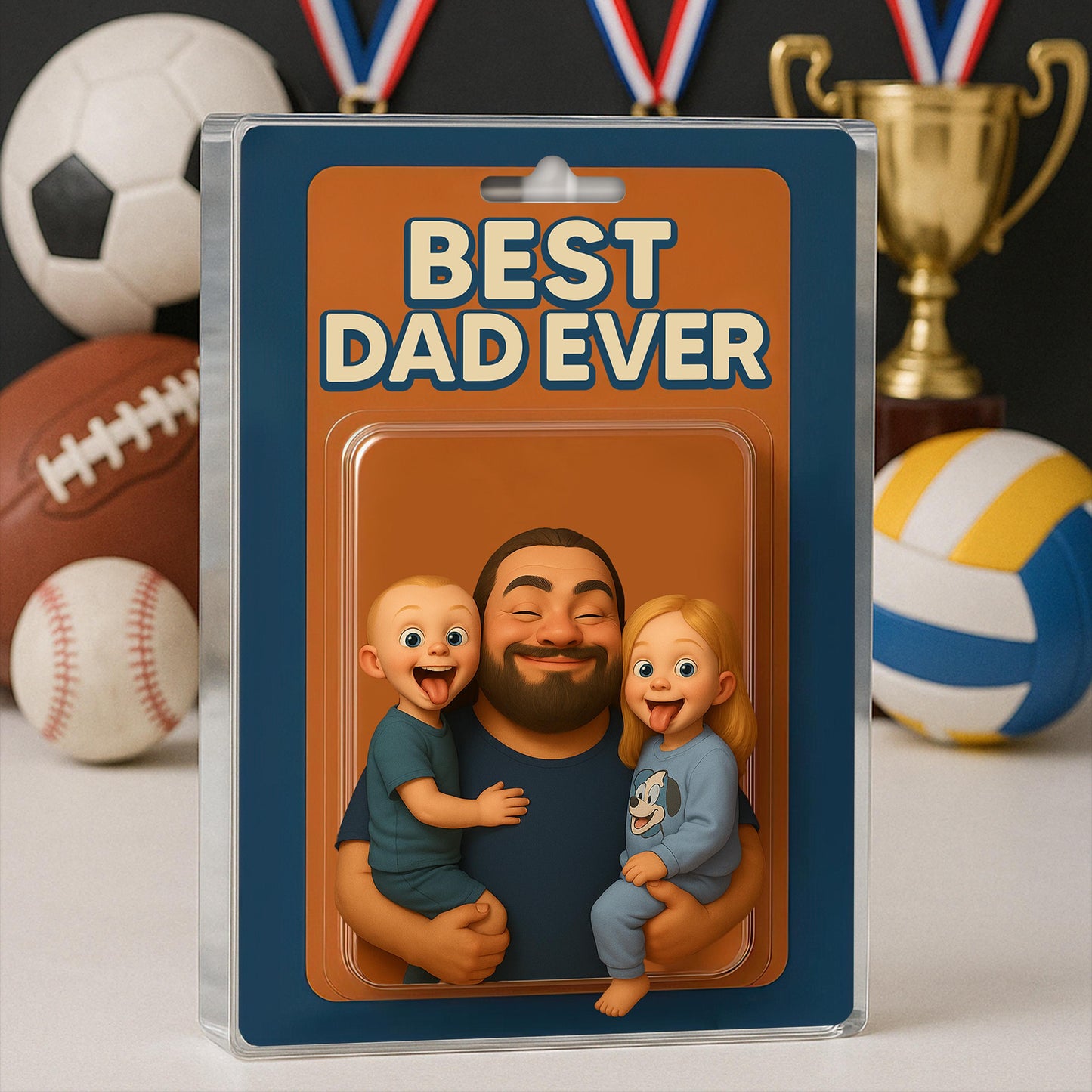 Personalized Picture Father's Day Gift For Dad, Custom Photo Dad And Kids Action Figure Acrylic Block, Best Dad Ever, Father's Day 2025