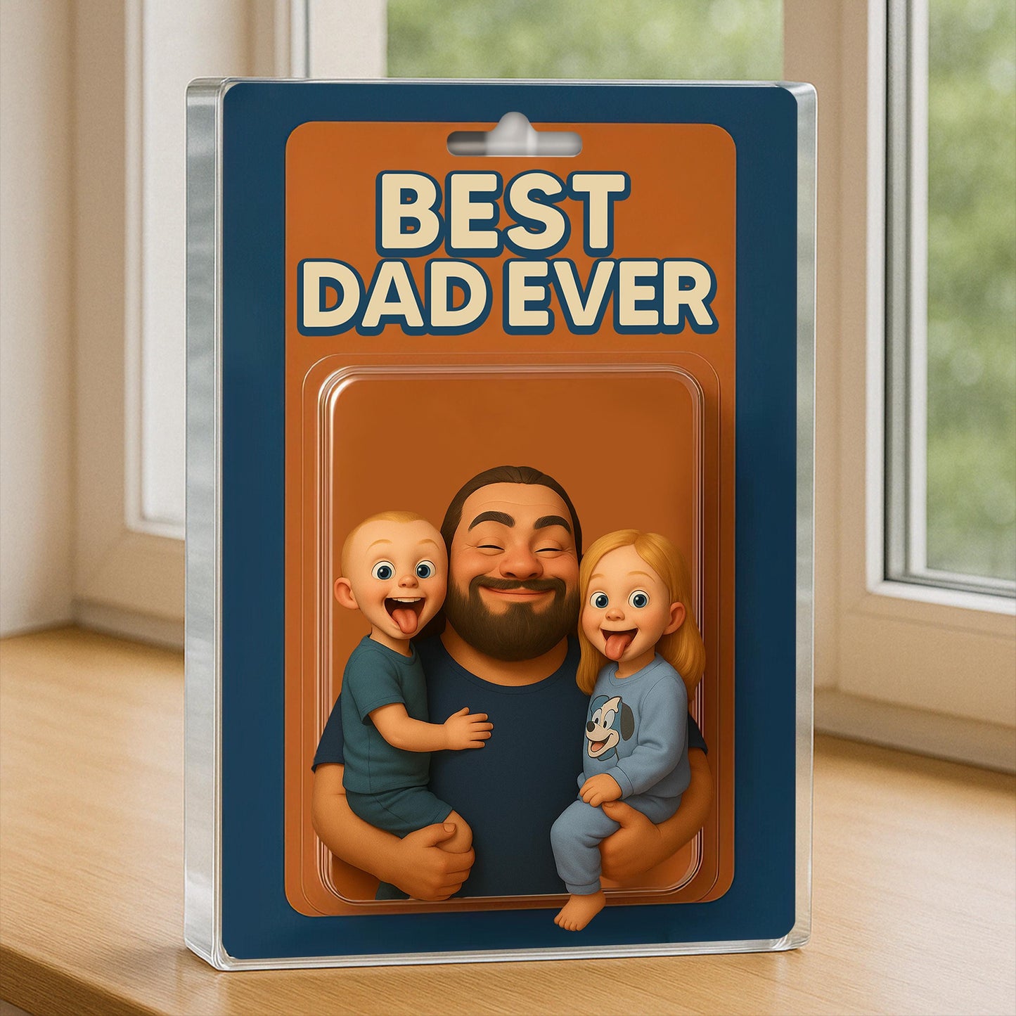 Personalized Picture Father's Day Gift For Dad, Custom Photo Dad And Kids Action Figure Acrylic Block, Best Dad Ever, Father's Day 2025