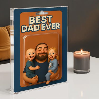 Personalized Picture Father's Day Gift For Dad, Custom Photo Dad And Kids Action Figure Acrylic Block, Best Dad Ever, Father's Day 2025