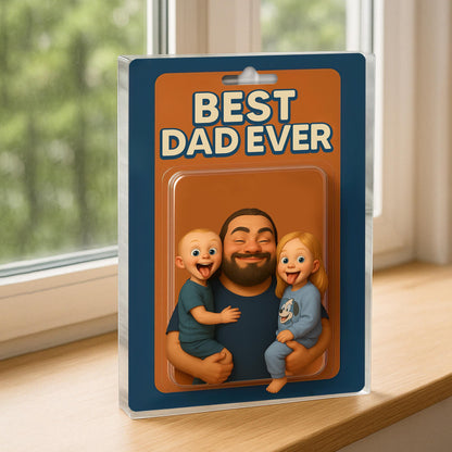 Personalized Picture Father's Day Gift For Dad, Custom Photo Dad And Kids Action Figure Acrylic Block, Best Dad Ever, Father's Day 2025