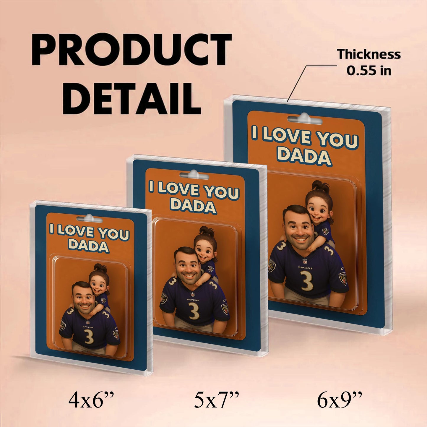 Personalized Picture Father's Day Gift For Dad, Custom Photo Dad And Kids Action Figure Acrylic Block, Best Dad Ever, Father's Day 2025