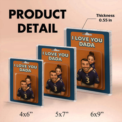 Personalized Picture Father's Day Gift For Dad, Custom Photo Dad And Kids Action Figure Acrylic Block, Best Dad Ever, Father's Day 2025