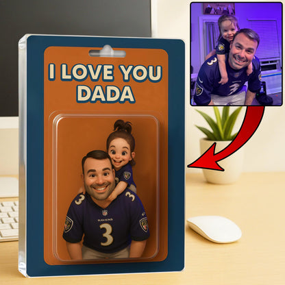 Personalized Picture Father's Day Gift For Dad, Custom Photo Dad And Kids Action Figure Acrylic Block, Best Dad Ever, Father's Day 2025