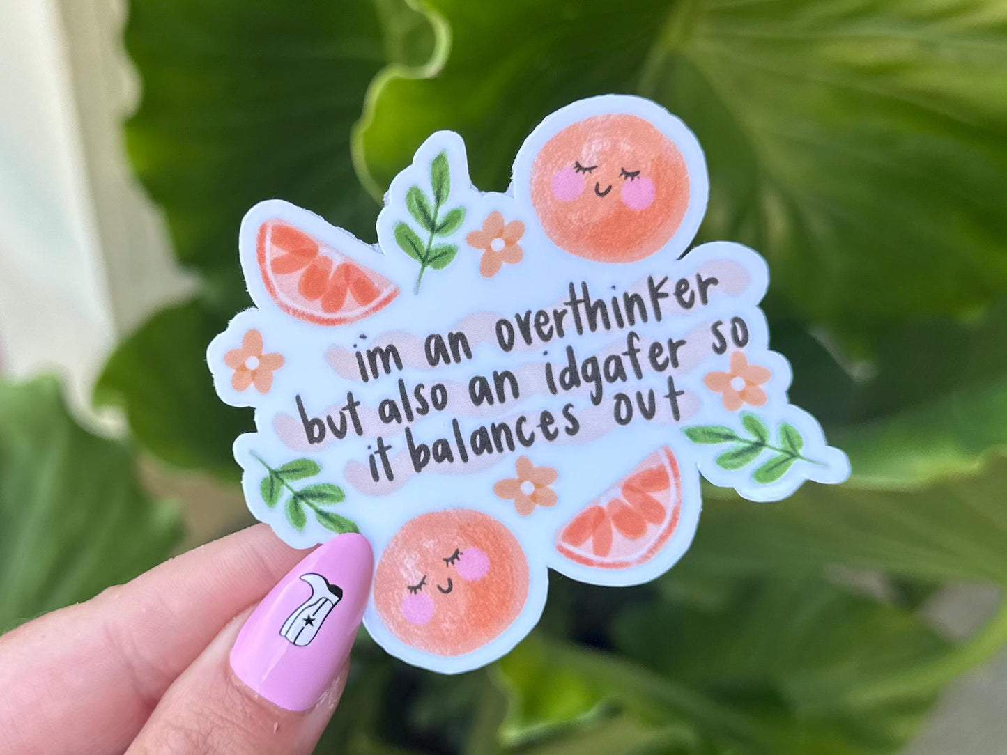 I'm An Overthinker but Also an Idgafer Waterproof Sticker, Mental Health Stickers, Handdrawn Art, Bestfriend Gifts, Positivity, Funny