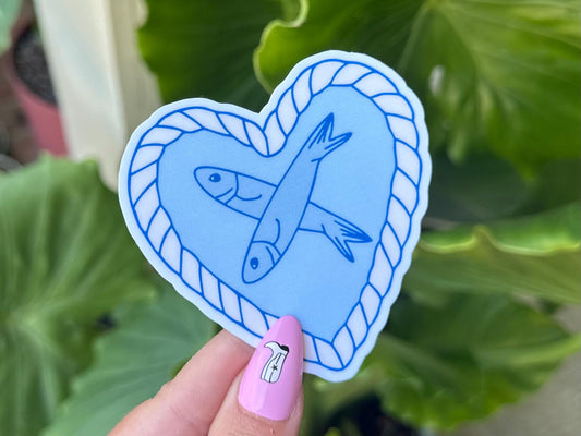 Fish Frame Waterproof Sticker, Mental Health Stickers, Handdrawn Art, Bestfriend Gifts, Positivity, Summer, Ocean Child, Beach, Fishing