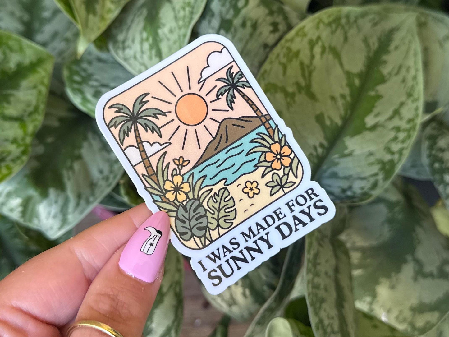 I Was Made For Sunny Days Waterproof Sticker, Mental Health Stickers, Handdrawn Art, Bestfriend Gifts, Positivity, Summer, Beach