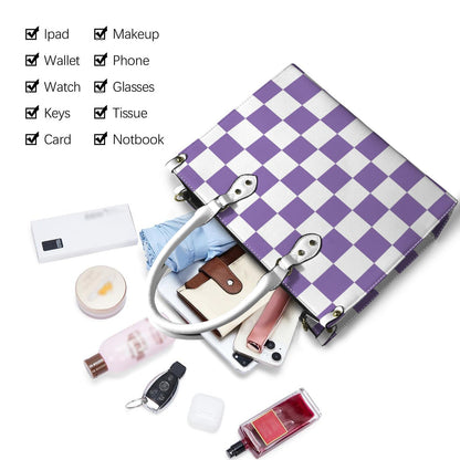 Checkmate Checkered Box Purse. Multiple Color Options, Vegan Leather Handbag, Top Handle, High-quality Crossbody Bag, Shoulder bag