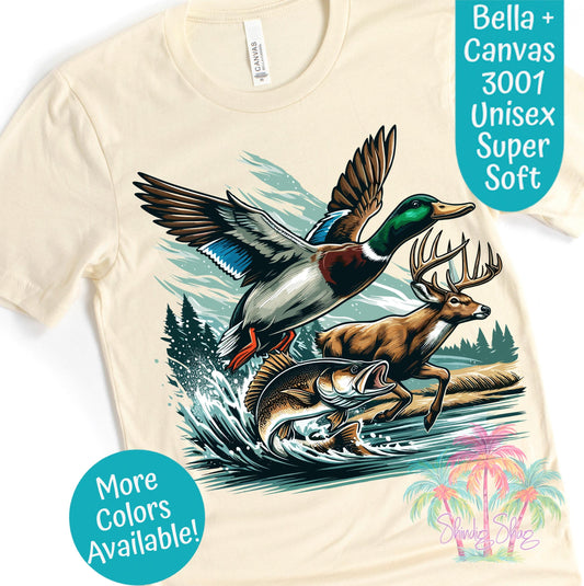 Wildlife Graphic Tee: Outdoorsy Hunter Fisherman Unisex Shirt
