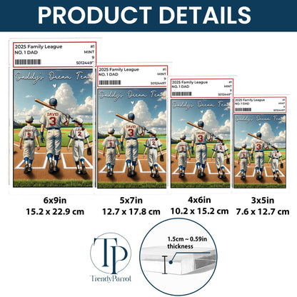 Baseball No. 1 Dad Grandpa Man & Kids Acrylic Plaque, Father's Day Gift For Dad, Gift for Husband,Trading Card Style, Gift for Baseball Dad