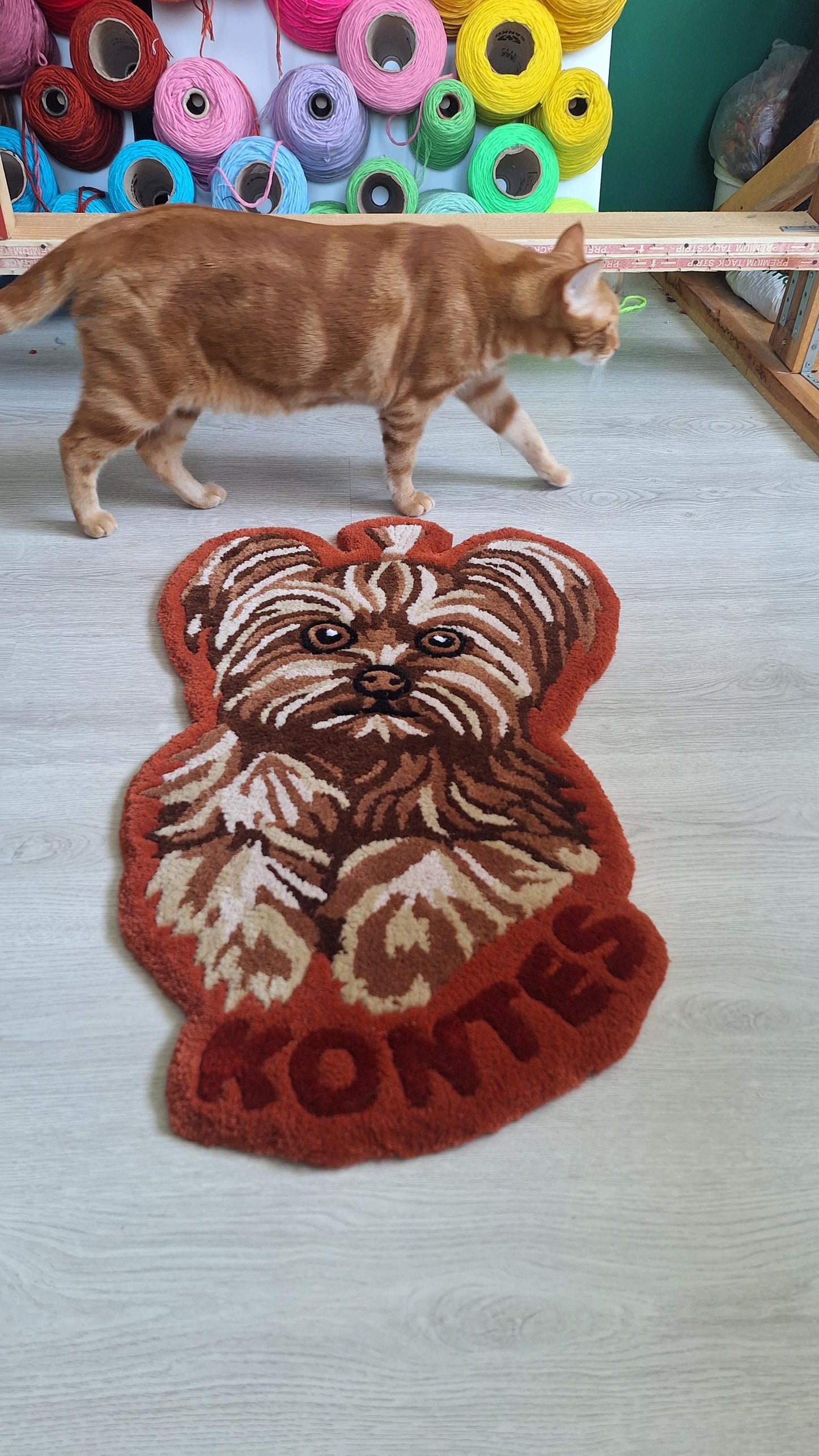 Custom Pet Portrait Rug: Handmade Tufted Dog & Cat Rug
