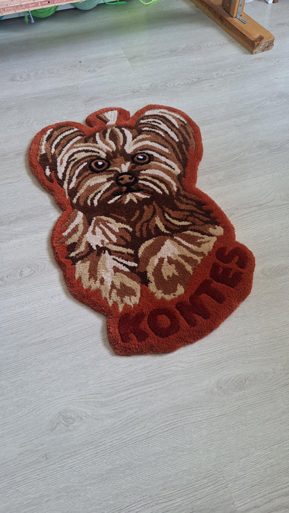 Custom Pet Portrait Rug: Handmade Tufted Dog & Cat Rug