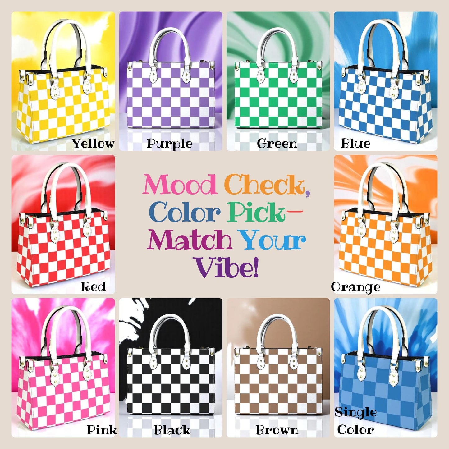 Checkmate Checkered Box Purse. Multiple Color Options, Vegan Leather Handbag, Top Handle, High-quality Crossbody Bag, Shoulder bag