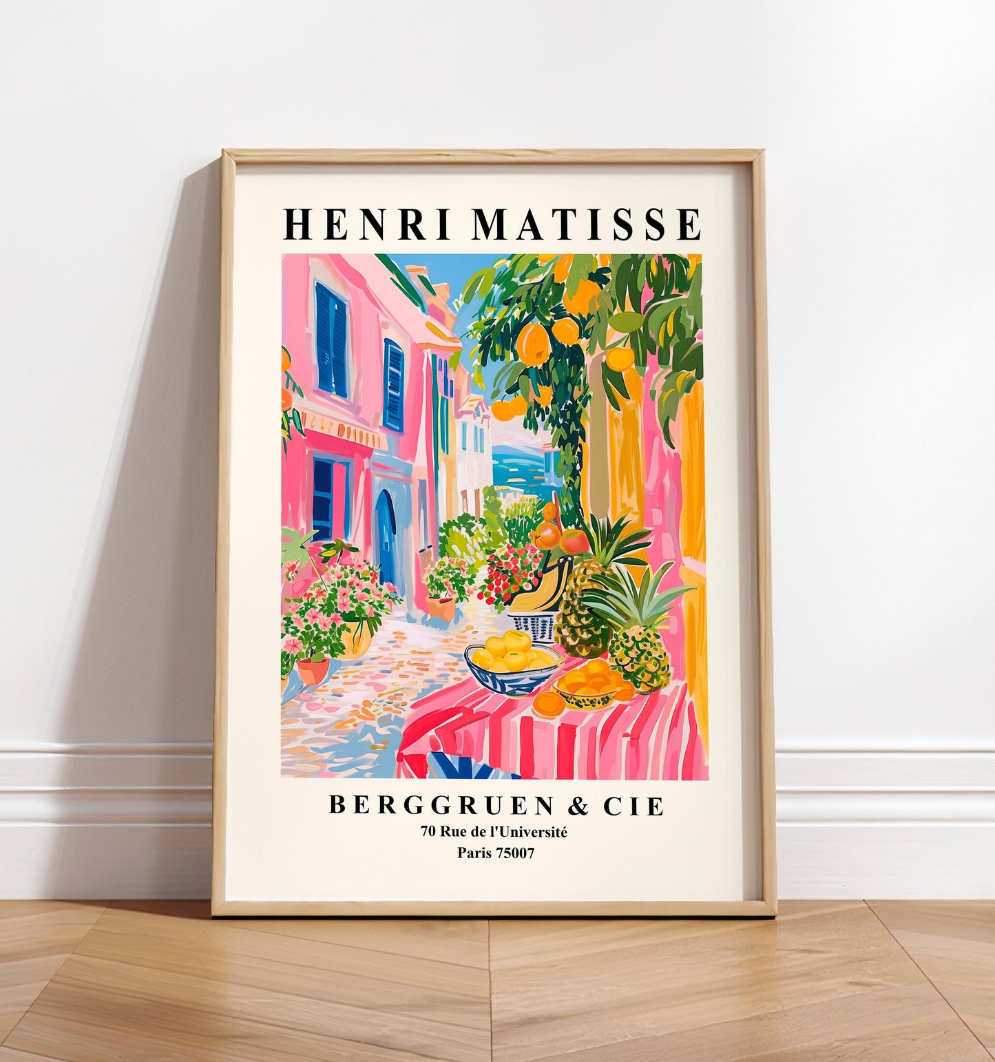 Mid century fruit market wall art, Henri Matisse print, Maximalist poster, Pink dopamine decor