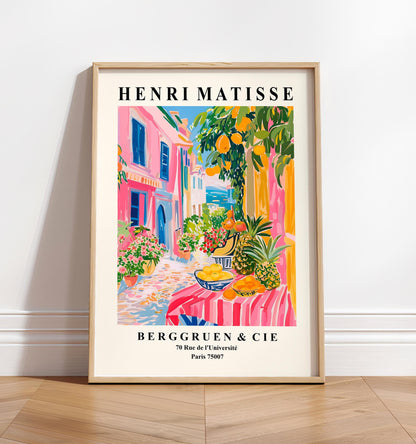 Mid century fruit market wall art, Henri Matisse print, Maximalist poster, Pink dopamine decor