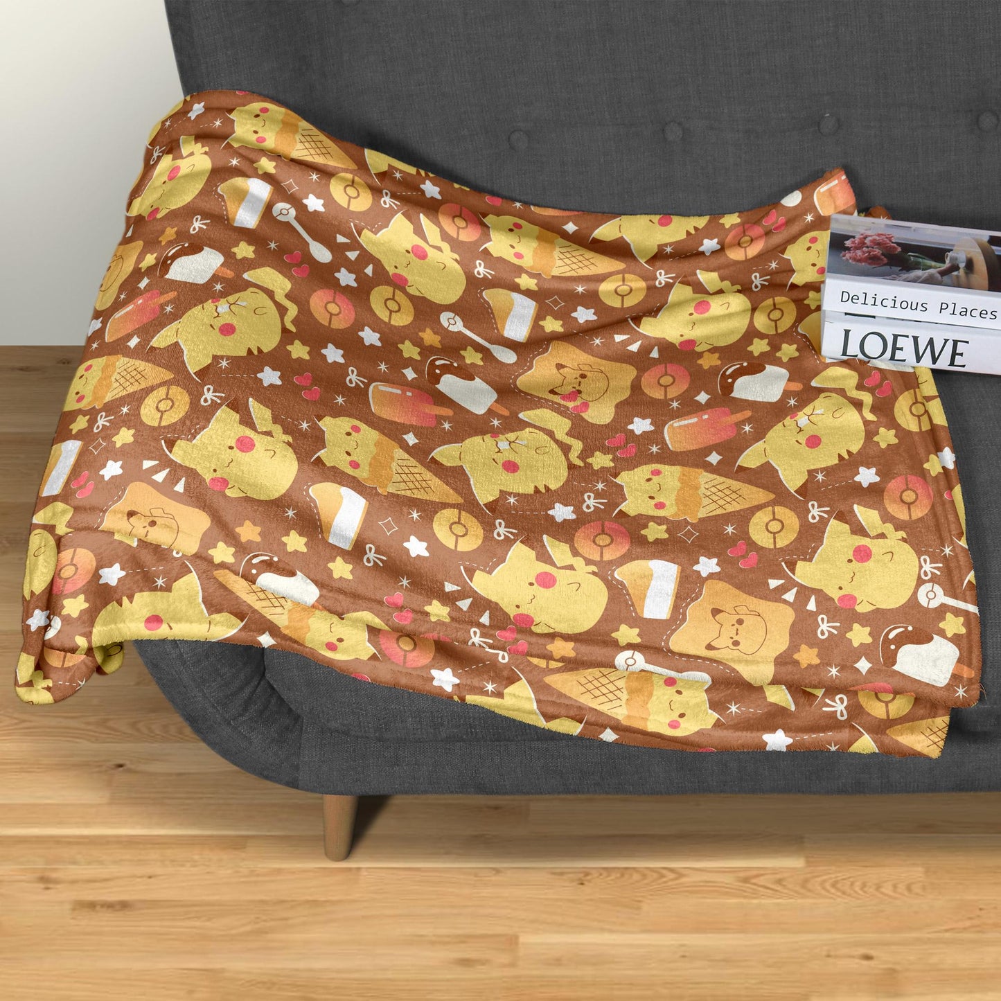 Pikachu Fleece Blanket Home Decor Throw Blanket Bedroom Decor Baby Blanket Cream Pikachu Blanket Gifts