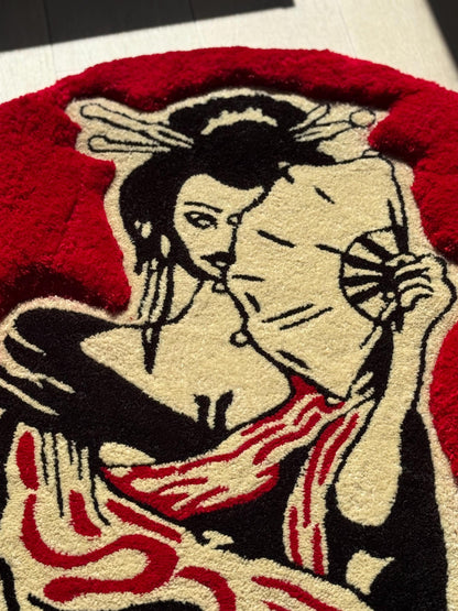 Geisha 3D Fluffy Tufted Rug, Handmade Tufted Rugs, Tufted Wall Art, Tufted Wall Hangings, Unique Japanese Design for Home & Office Decor