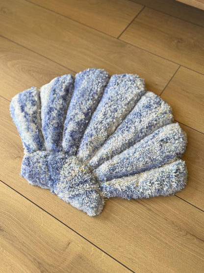 3D Oyster Tufted Rug – Fluffy Handmade Coastal Carpet – Soft Ocean-Inspired Mat – Beach House Decor