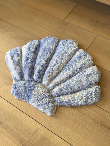 3D Oyster Tufted Rug – Fluffy Handmade Coastal Carpet – Soft Ocean-Inspired Mat – Beach House Decor