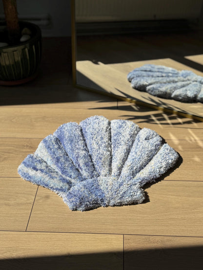 3D Oyster Tufted Rug – Fluffy Handmade Coastal Carpet – Soft Ocean-Inspired Mat – Beach House Decor