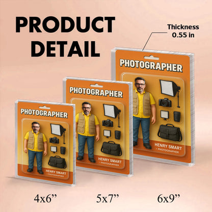 Personalized Photographer Retirement Gift, Custom Photo Retired Action Figure Acrylic Block, Congratulation Photography Retired Gifts