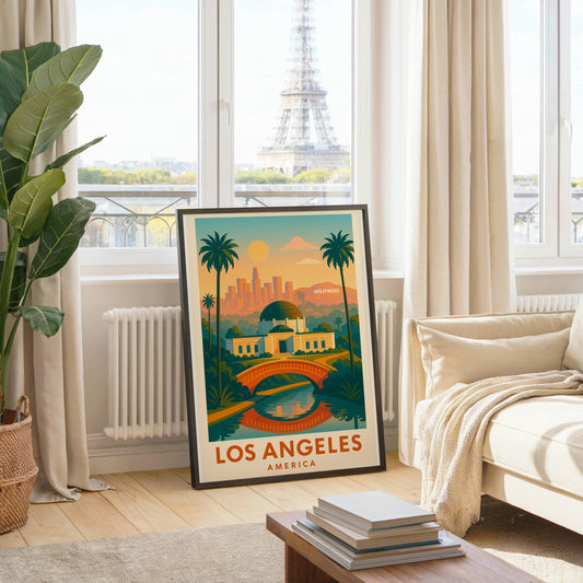Los Angeles Travel Wall Art, LA Skyline Travel Decor, Birthday & Wedding Gift, Home or Office Poster, California City Map Print, Los Angeles