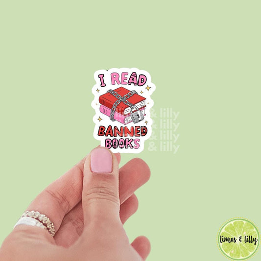I Read Banned Books Books Chained Together Vinyl Sticker | Kindle Stickers | Bookish Stickers | Gift for Book Lover